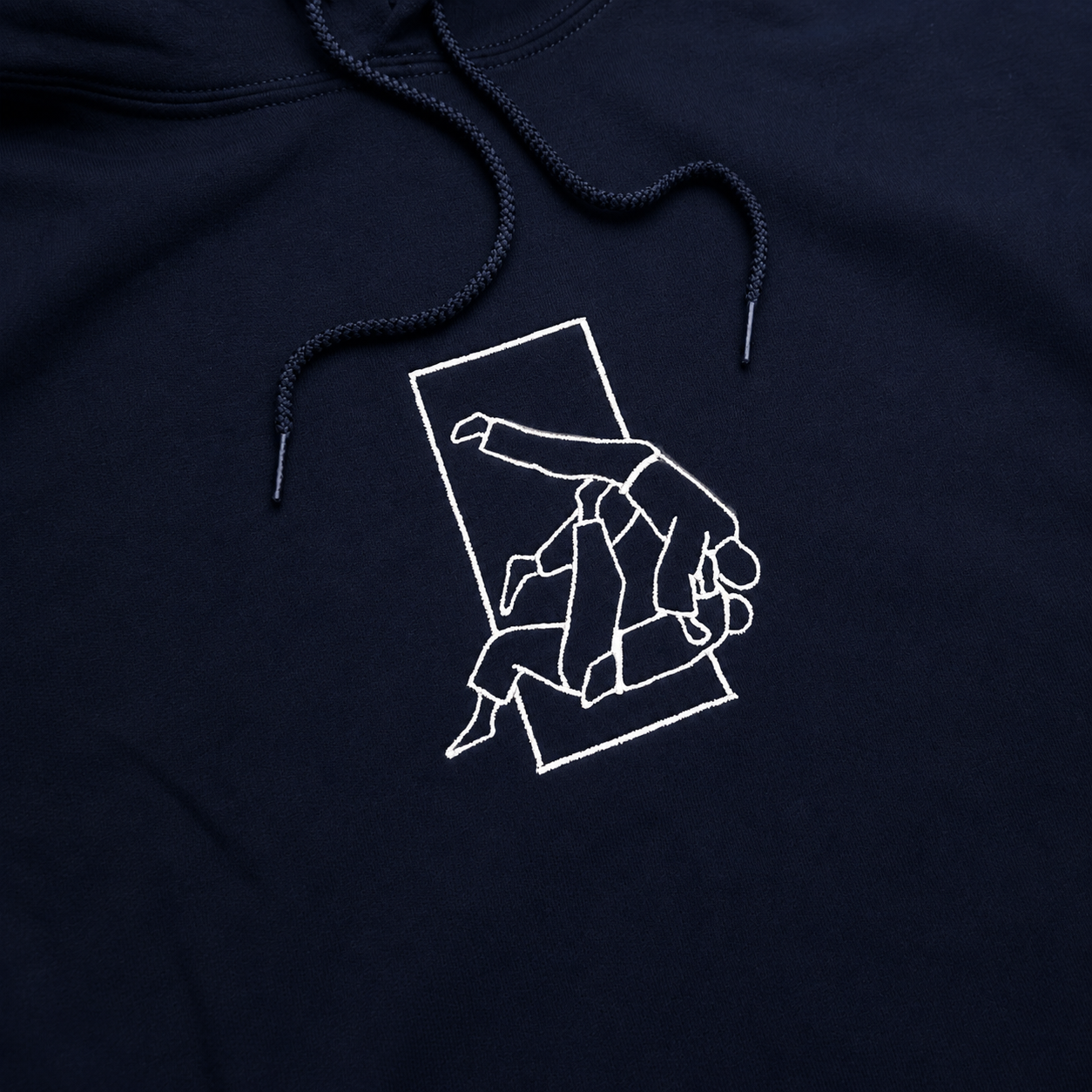 'Sutemi' Embroidered Hoodie - Navy & White