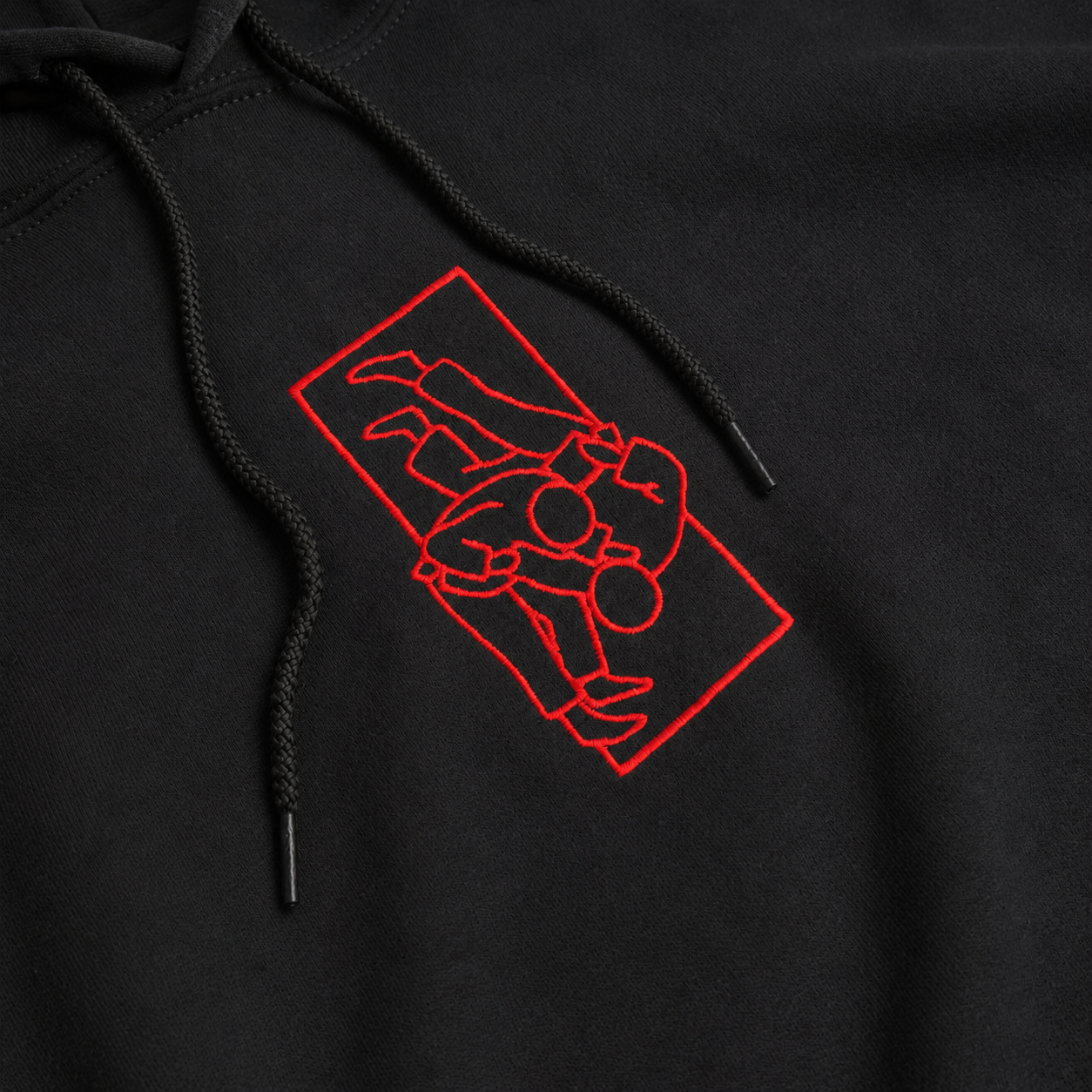 'Tachi' Embroidered Hoodie - Black &  Red
