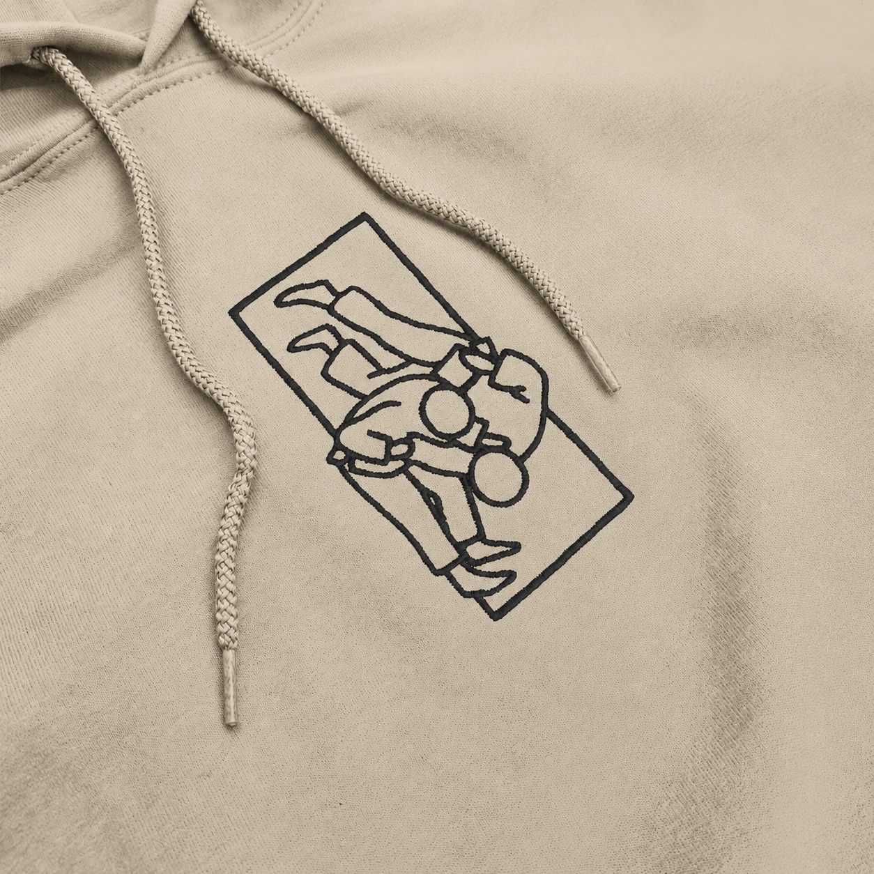 'Tachi' Embroidered Hoodie - Sand & Black