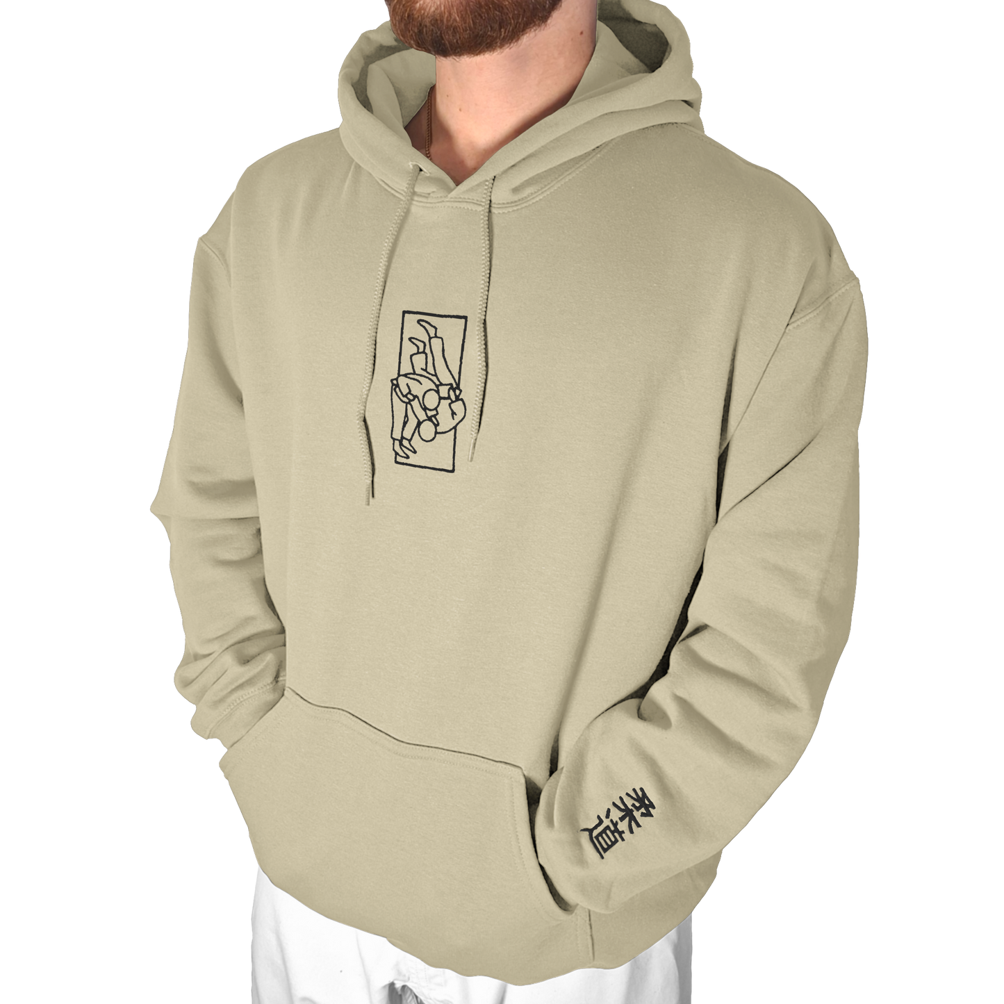 'Tachi' Embroidered Hoodie - Sand & Black