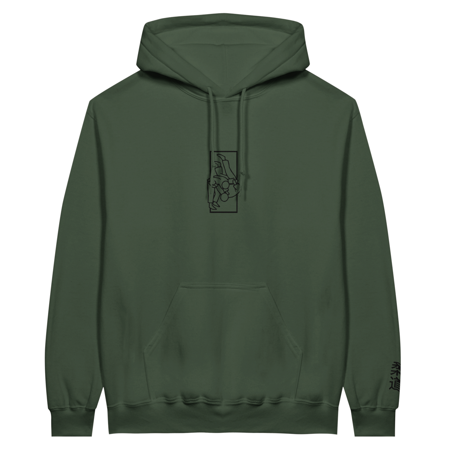 'Tachi' Embroidered Hoodie - Military Green & Black