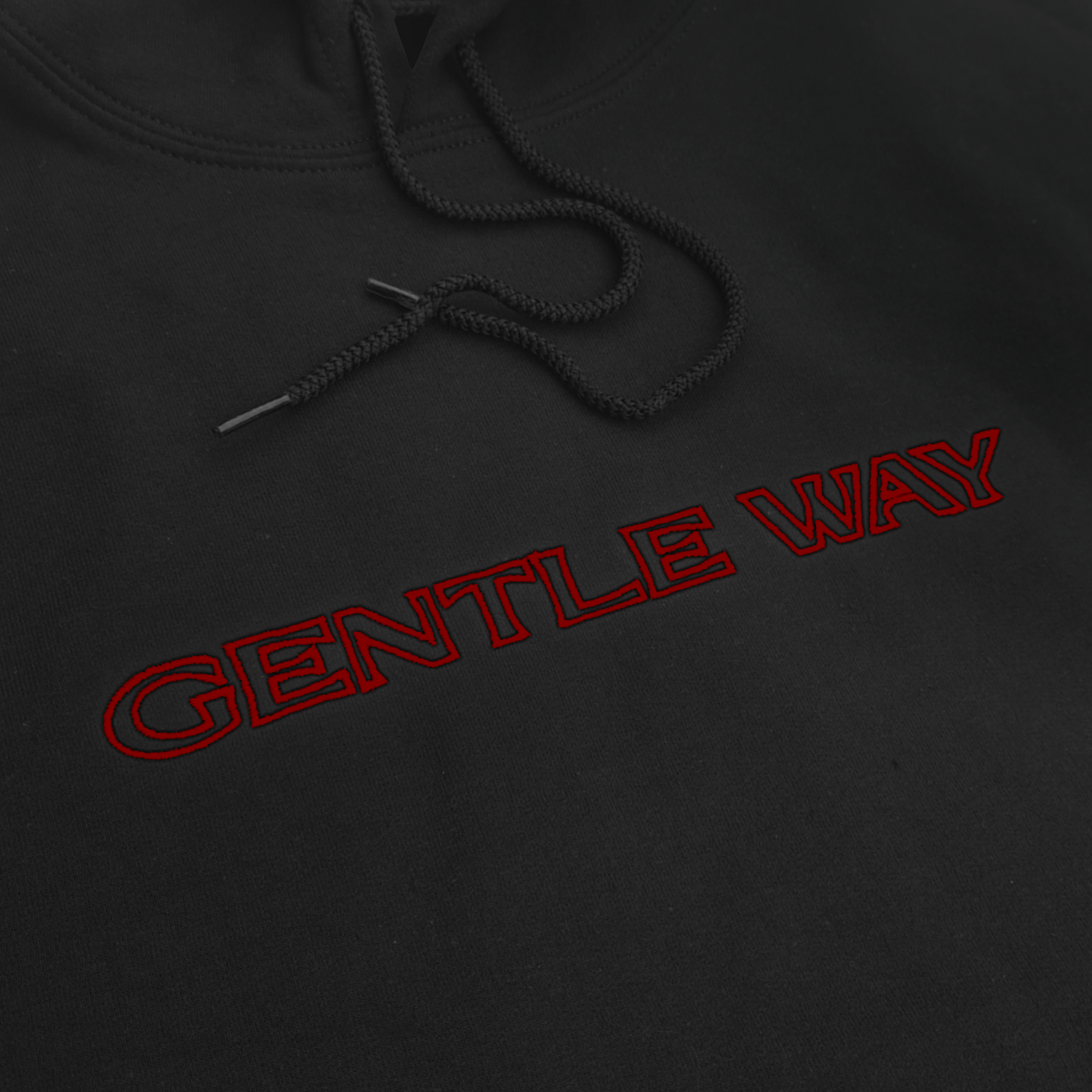 'Gentle Way' Embroidered Hoodie - Black & Red
