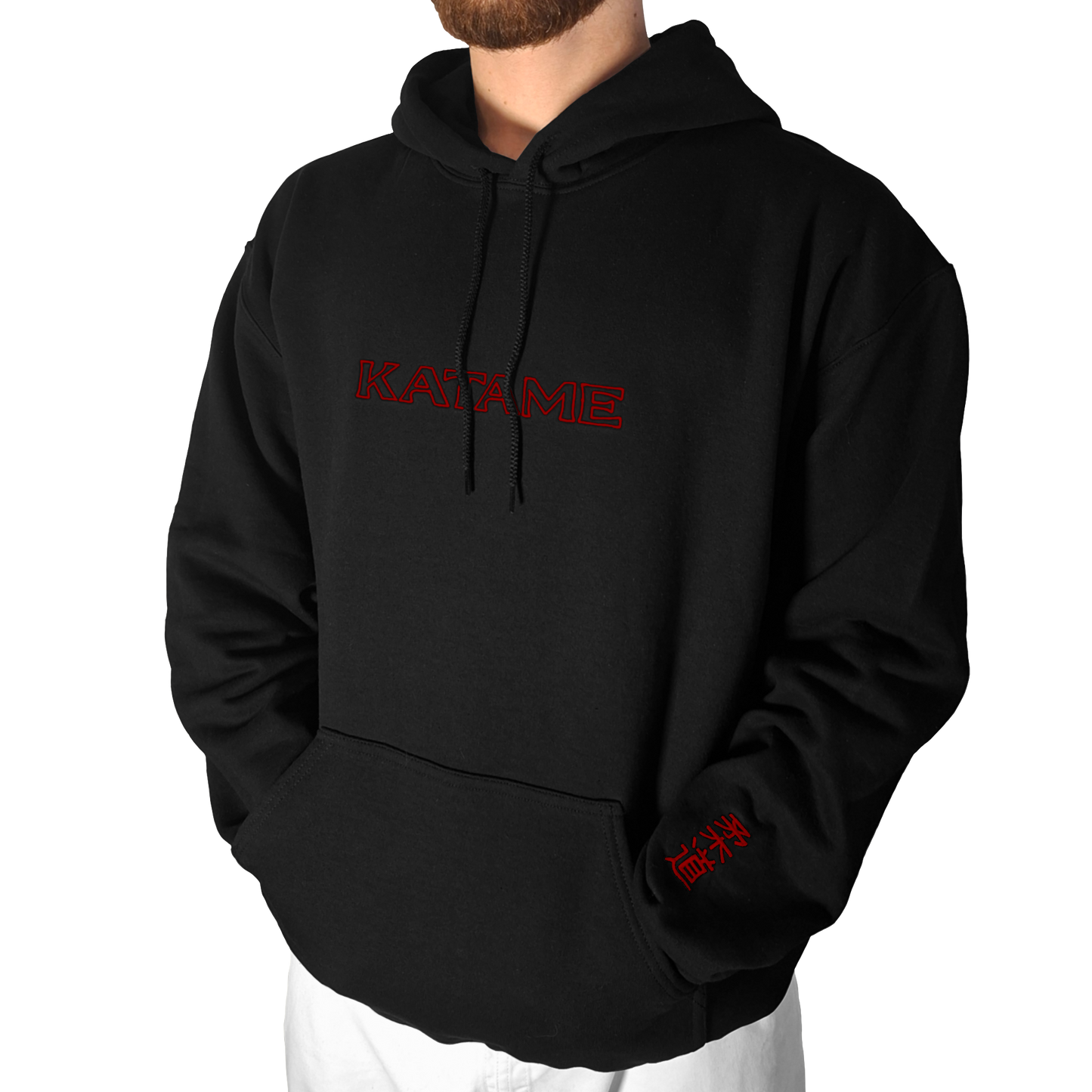 'KATAME' Embroidered Hoodie - Black &  Red