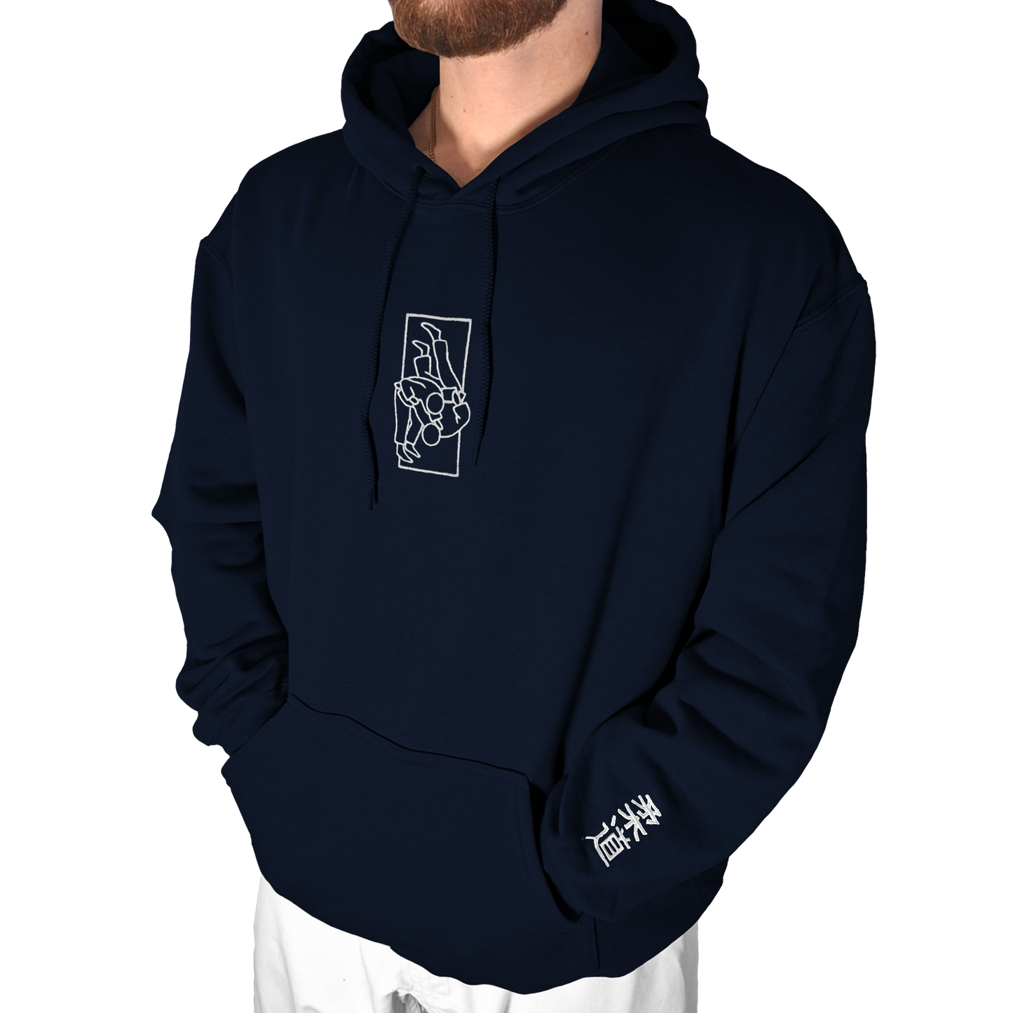 'Tachi' Embroidered Hoodie - Navy & White