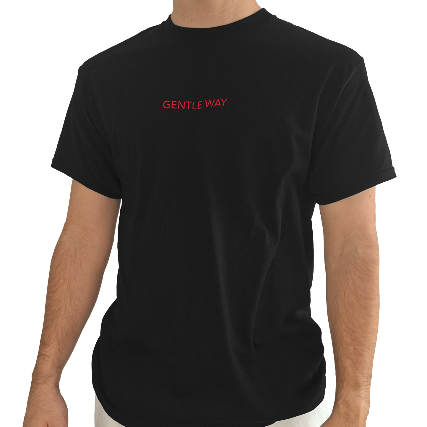 'Gentle Way' Embroidered T-shirt - Black & Red
