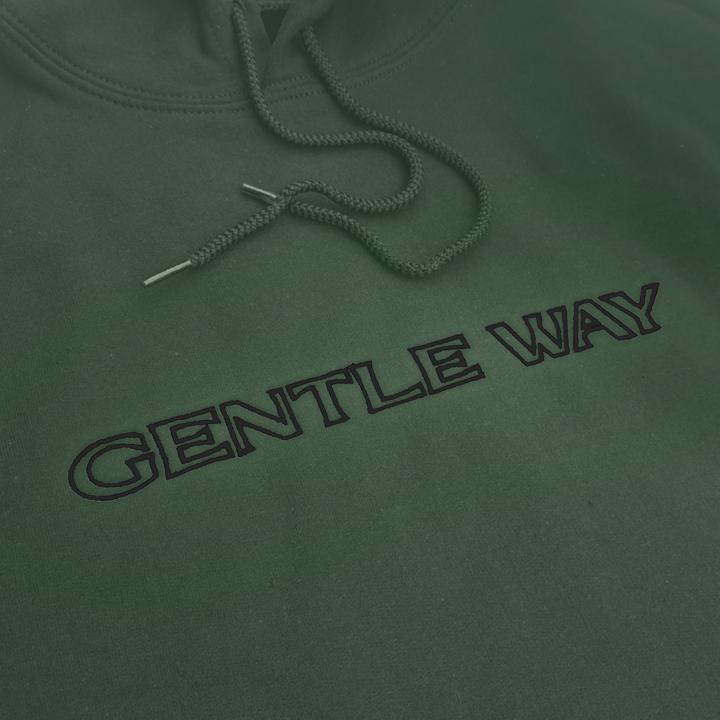 'Gentle Way' Embroidered Hoodie - Military Green & Black