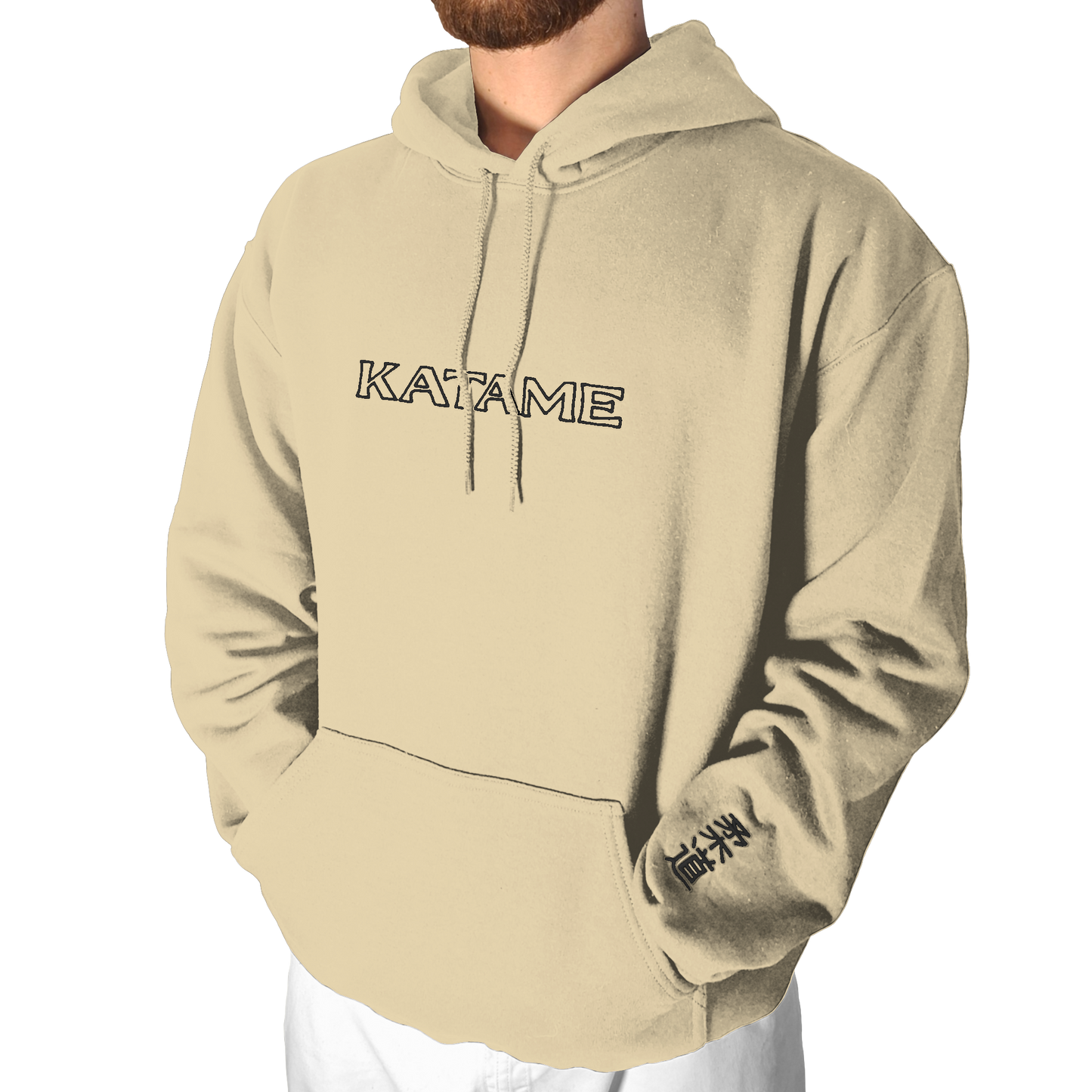 'KATAME' Embroidered Hoodie - Sand & Black