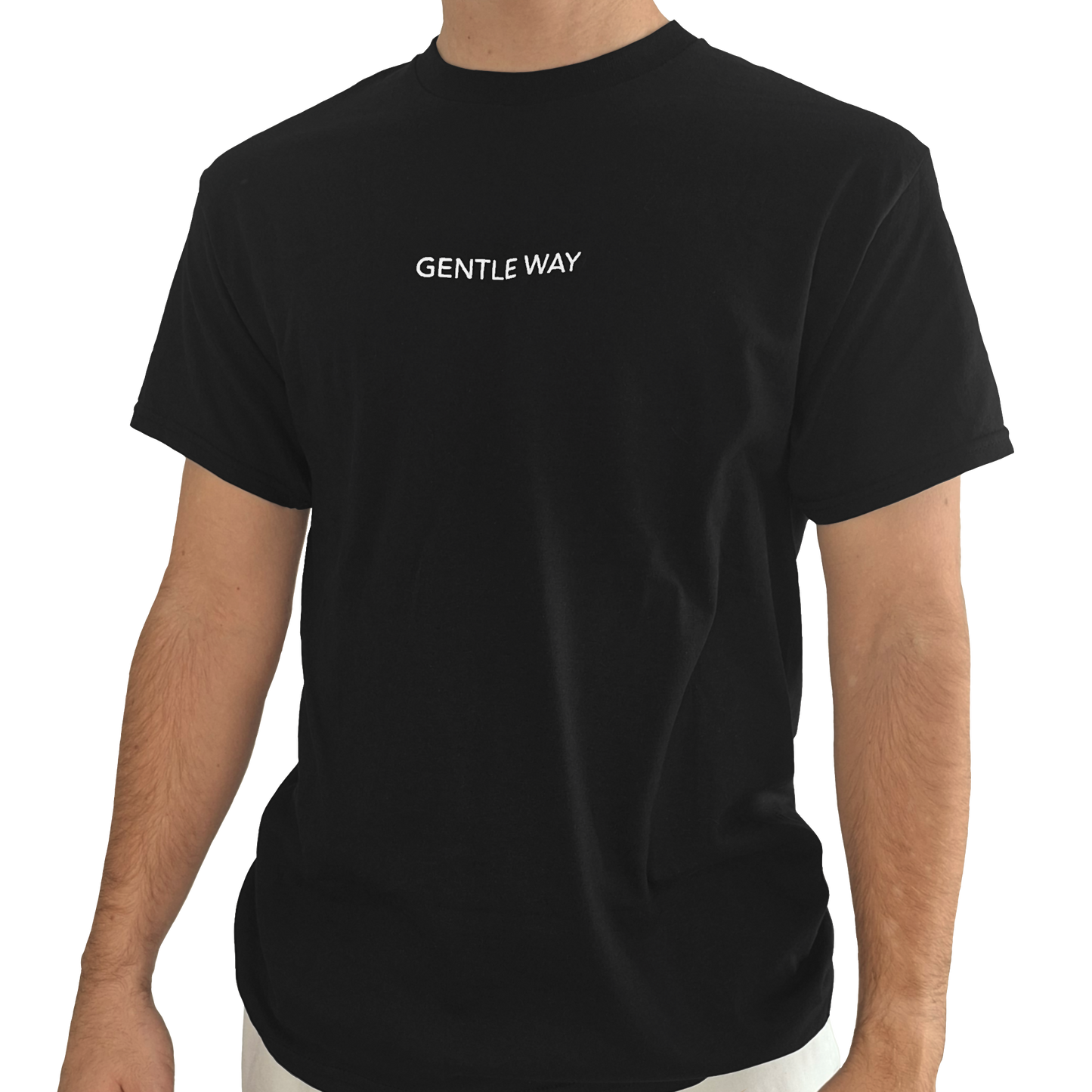 'Gentle Way' Embroidered T-shirt - Black & White