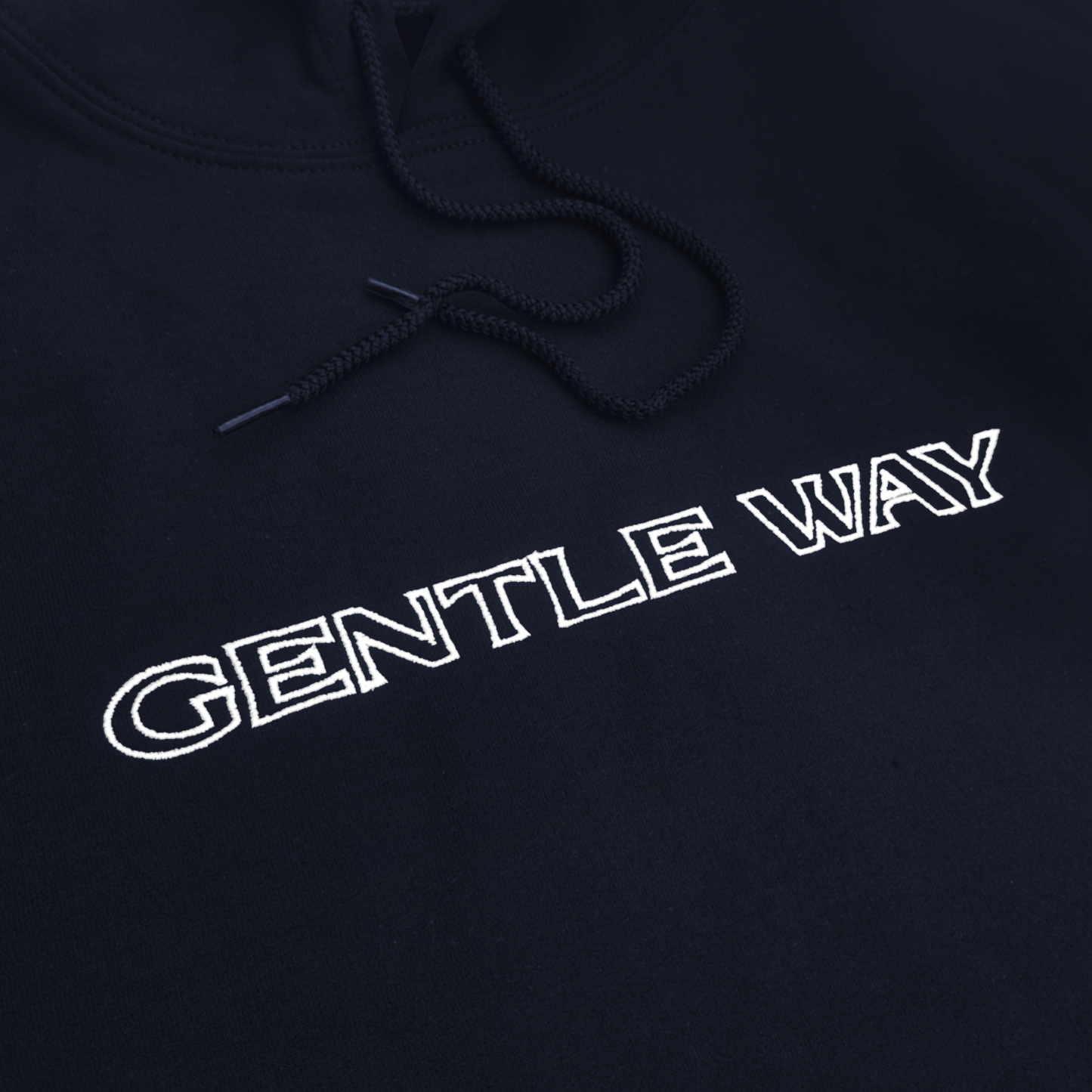 'Gentle Way' Embroidered Hoodie - Navy & White