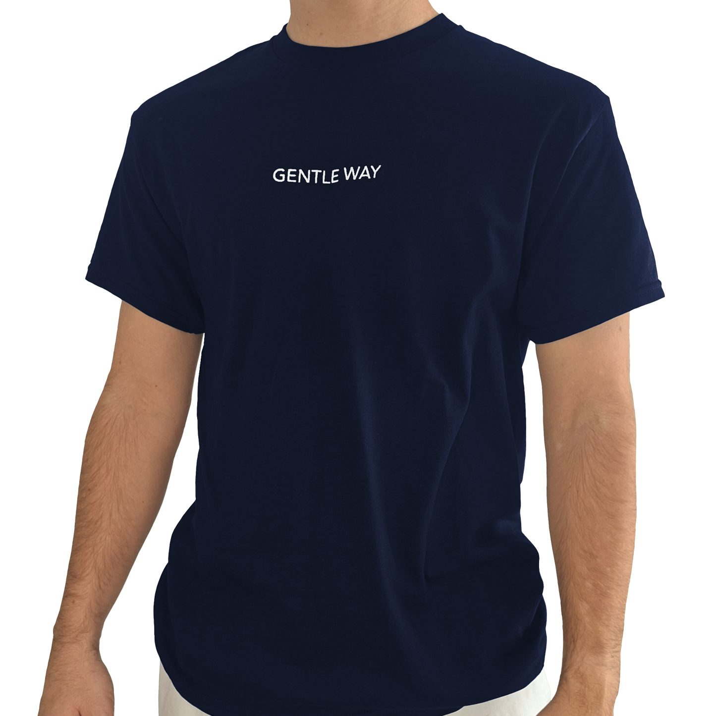 'Gentle Way' Embroidered T-shirt - Navy & White
