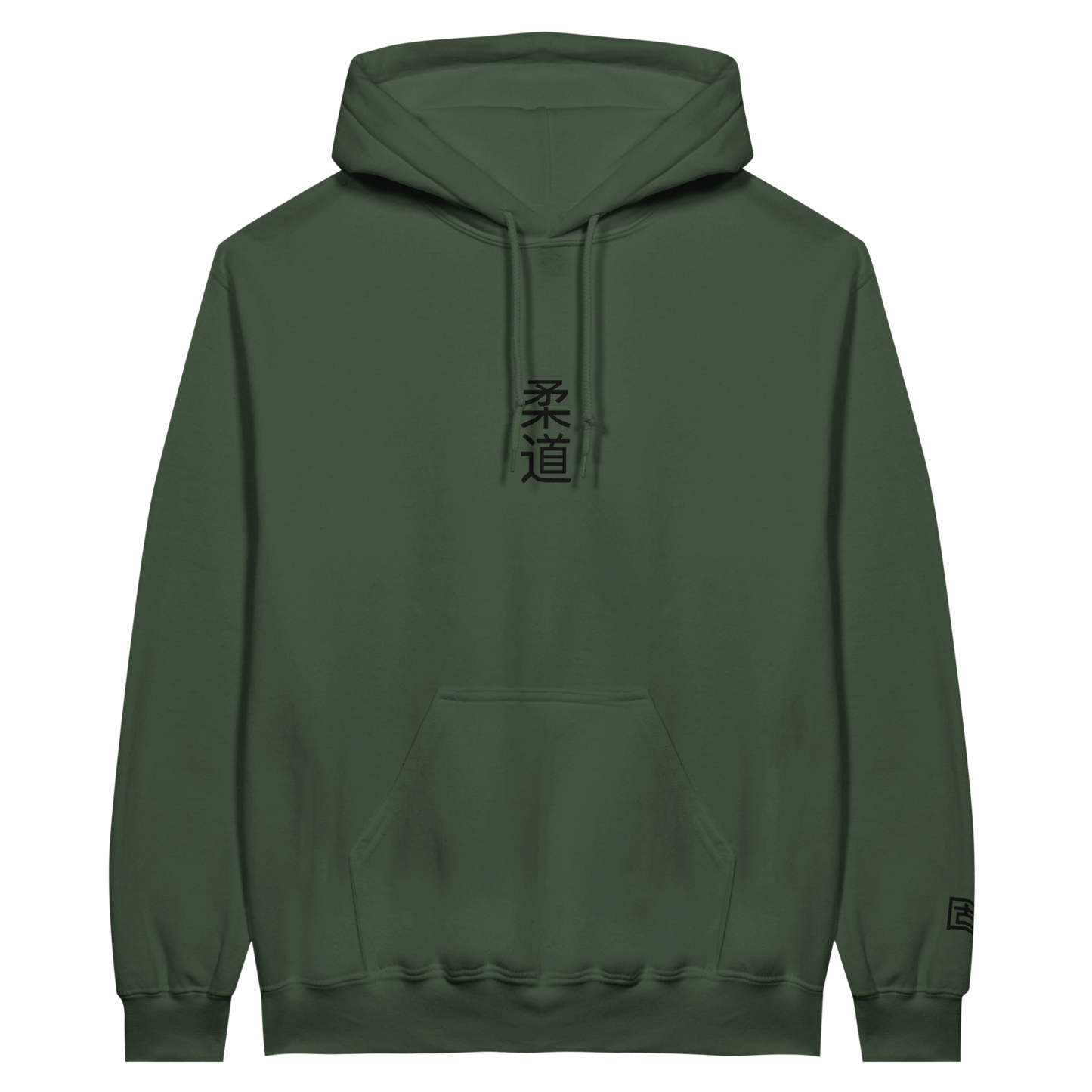 'Kanji' Embroidered Hoodie - Military Green & Black