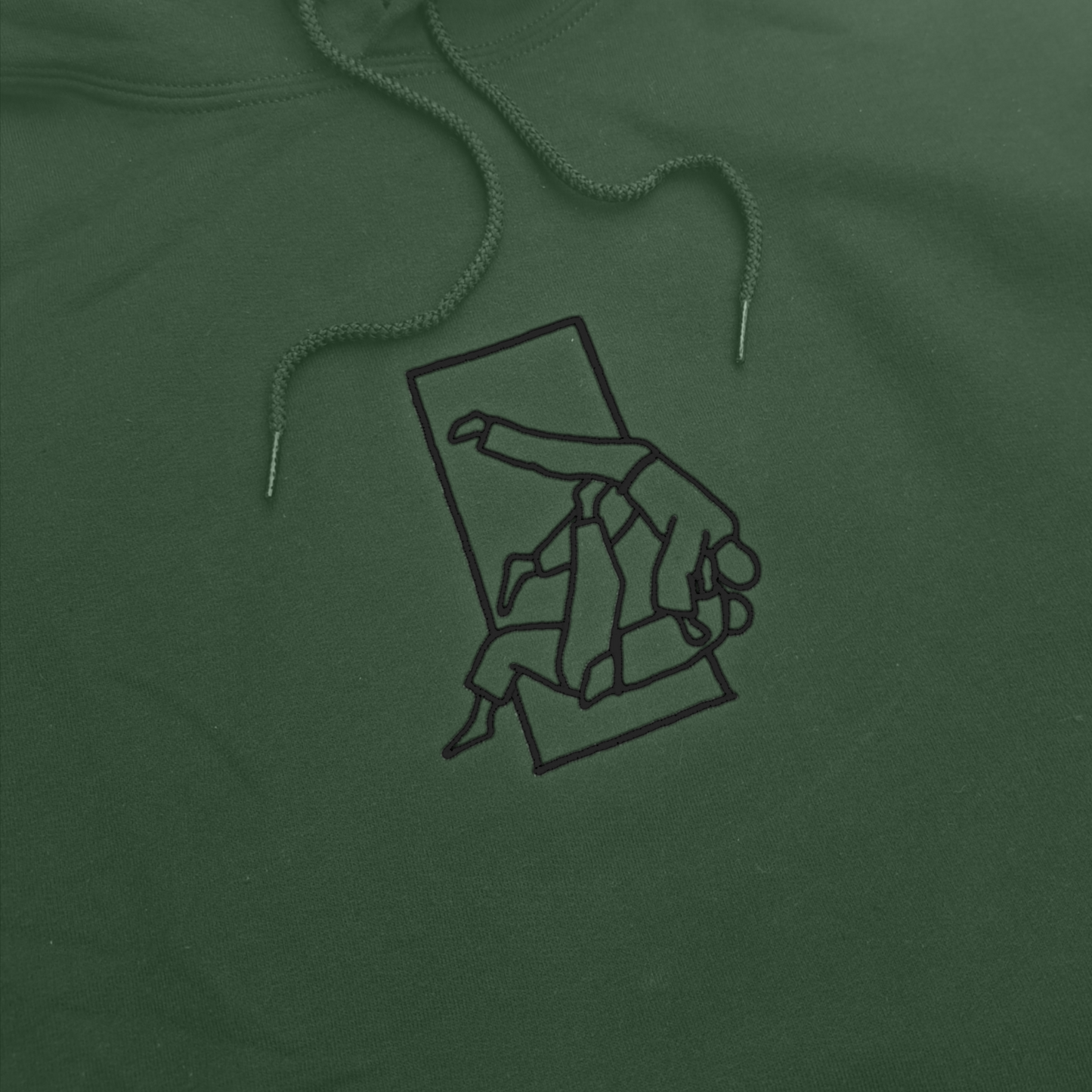 'Sutemi' Embroidered Hoodie - Military Green & Black