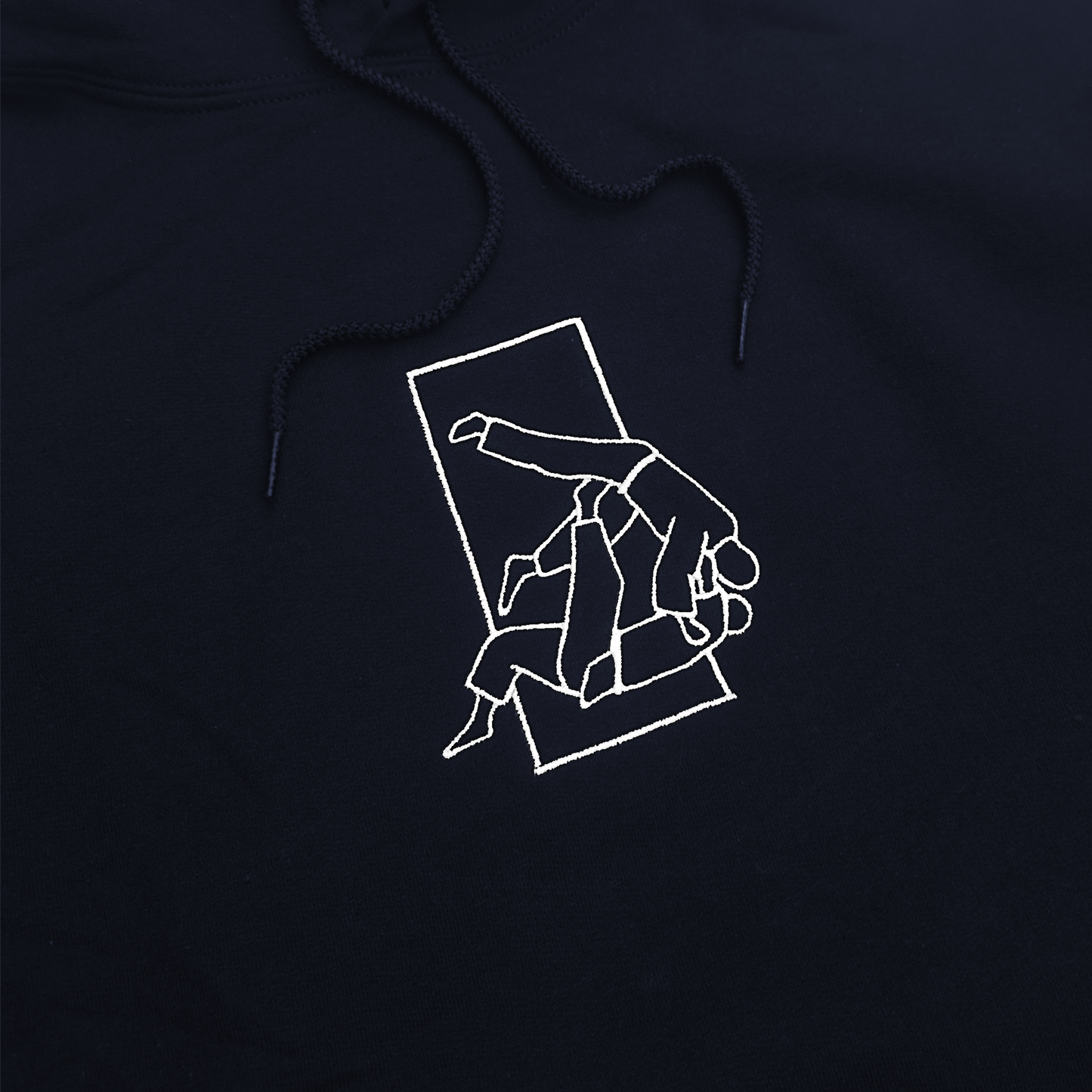 'Sutemi' Embroidered Hoodie - Navy & White