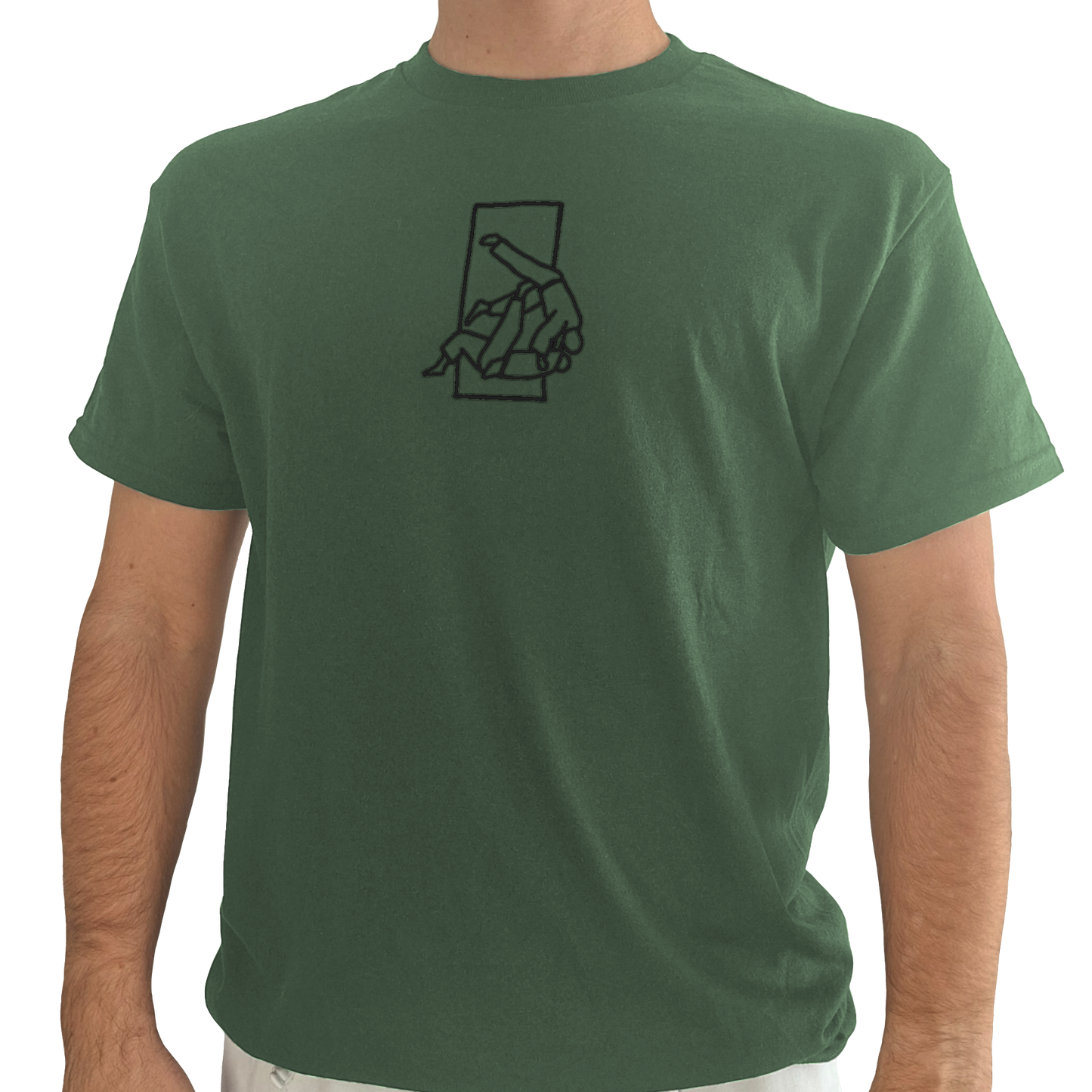 'Sutemi' Embroidered T-shirt - Military Green & Black