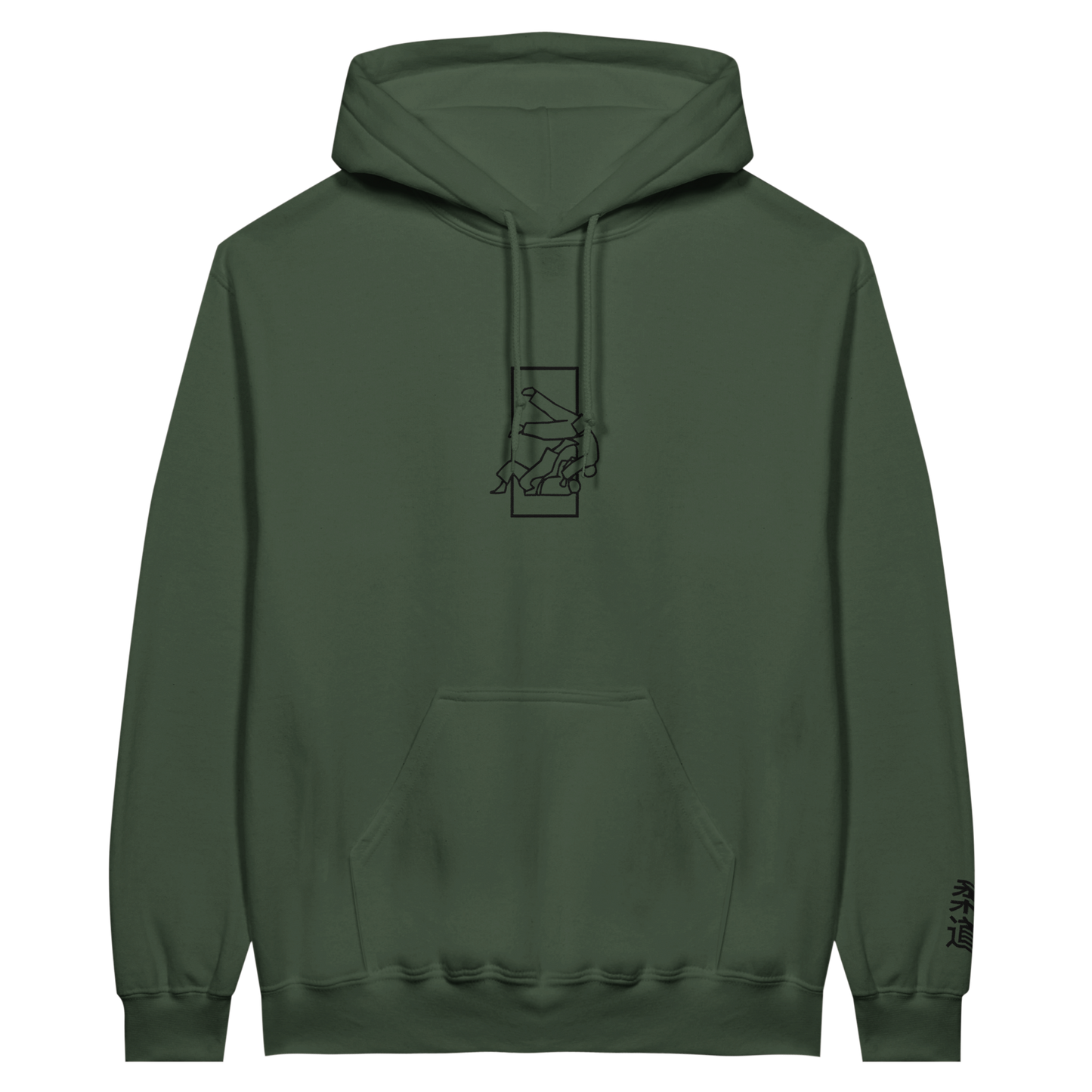'Sutemi' Embroidered Hoodie - Military Green & Black