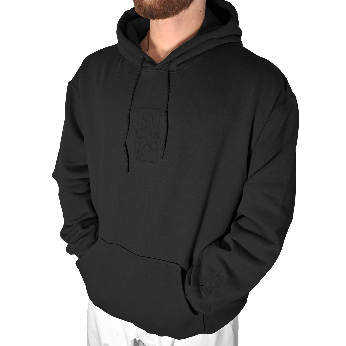 'Tachi' Embroidered Hoodie - All Black