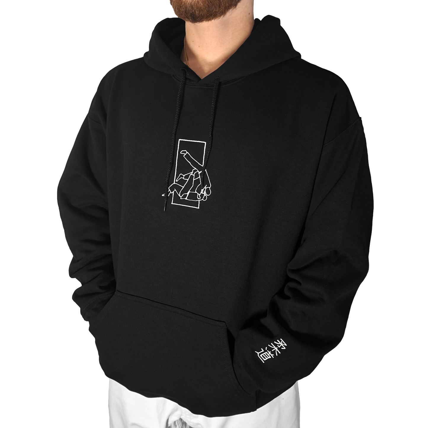 'Sutemi' Embroidered Hoodie - Black & White