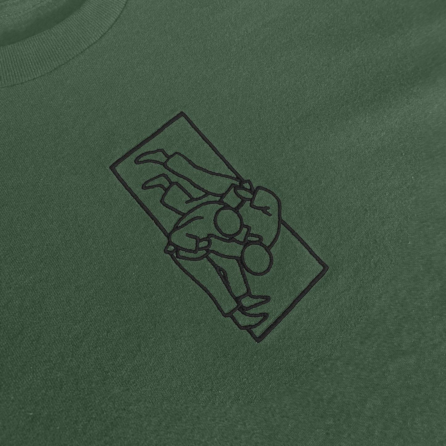 'Tachi' Embroidered T-shirt - Military Green & Black