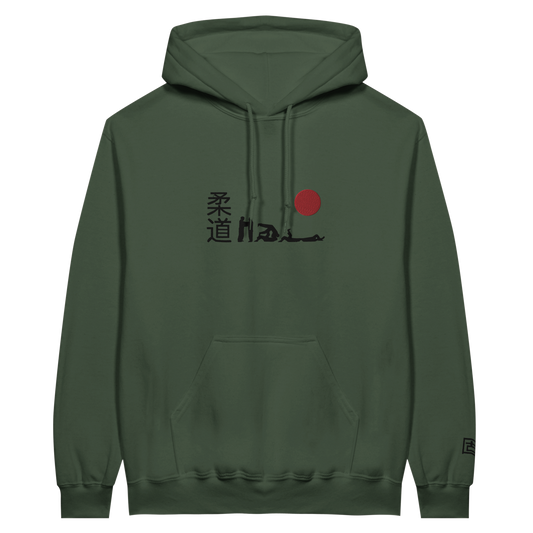 'Hajime' Embroidered Hoodie - Military Green & Black