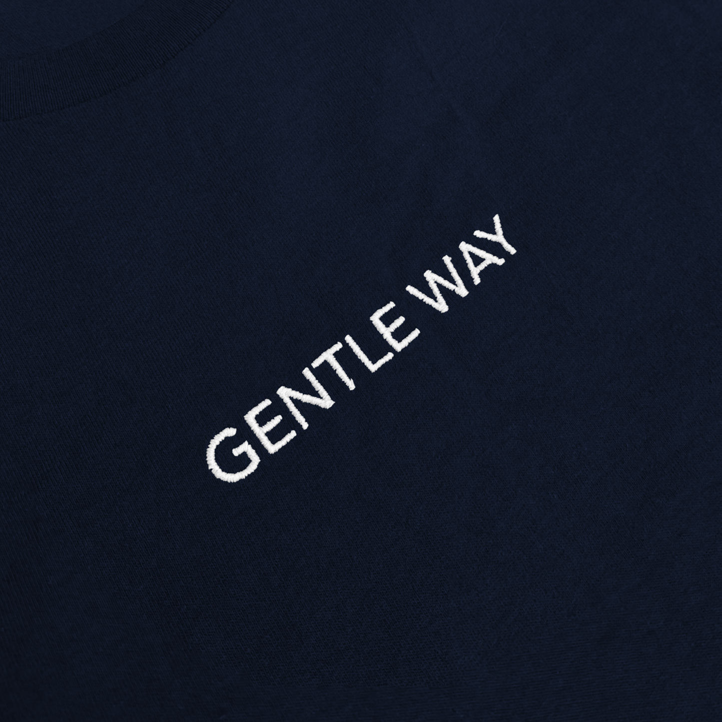 'Gentle Way' Embroidered T-shirt - Navy & White