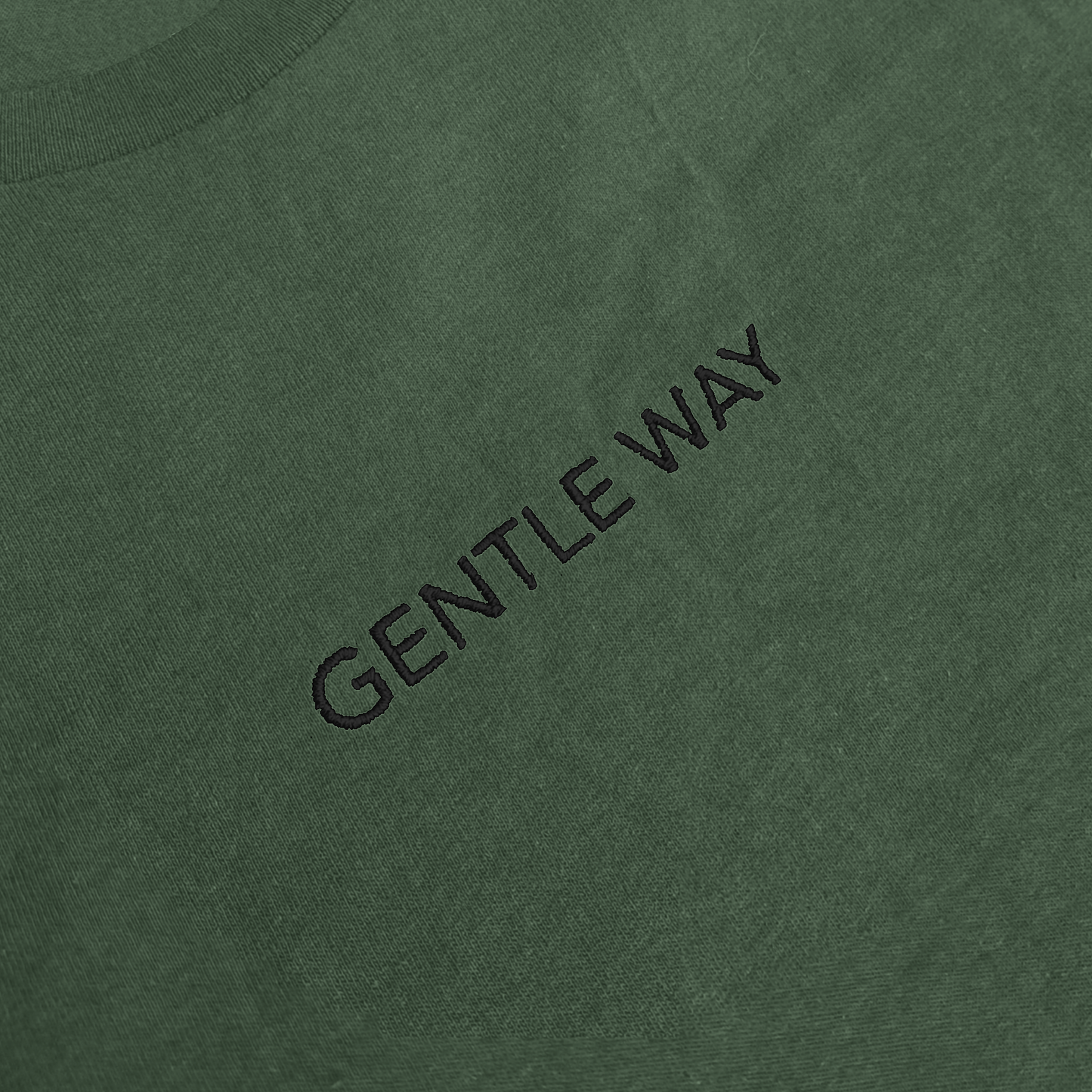 'Gentle Way' Embroidered T-shirt - Military Green & Black