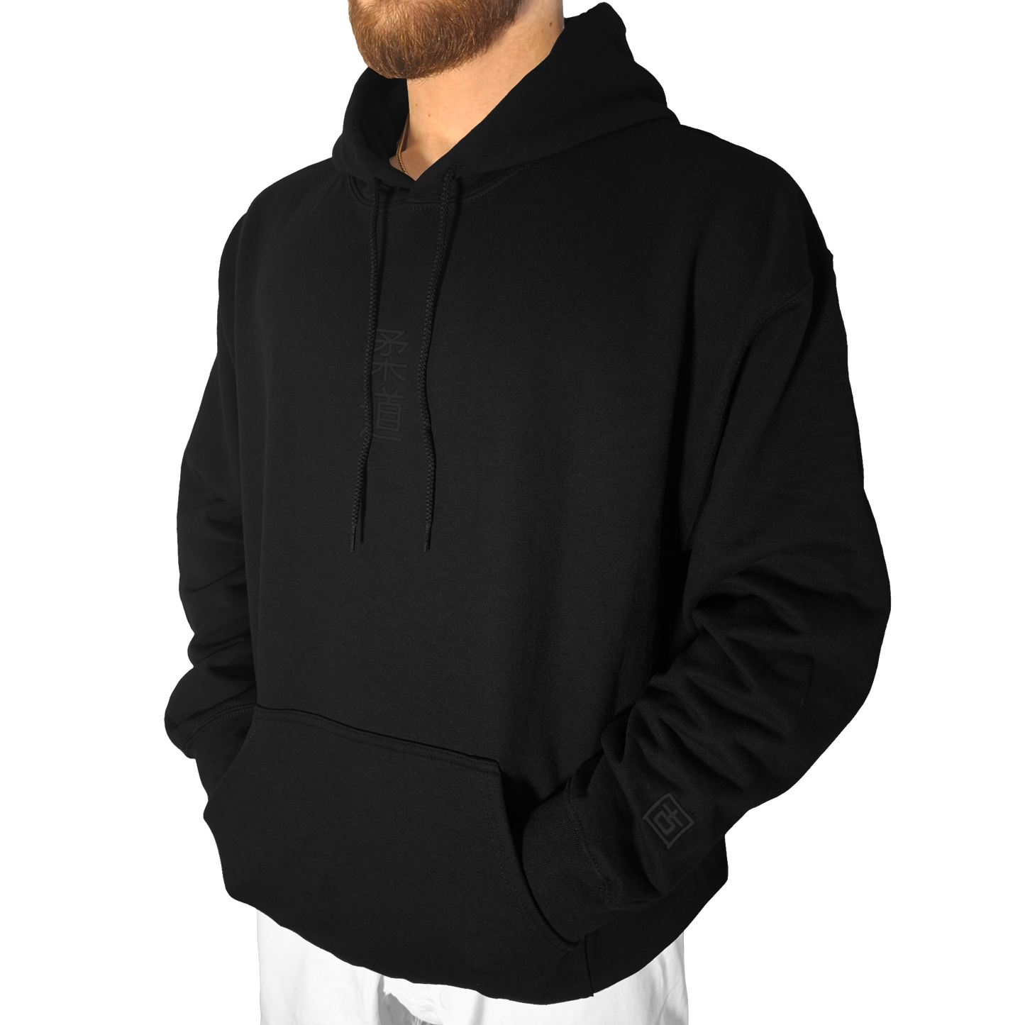 'Kanji' Embroidered Hoodie - All Black