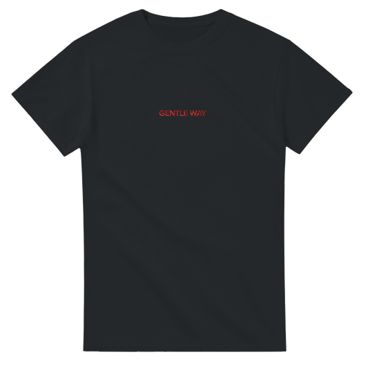 'Gentle Way' Embroidered T-shirt - Black & Red