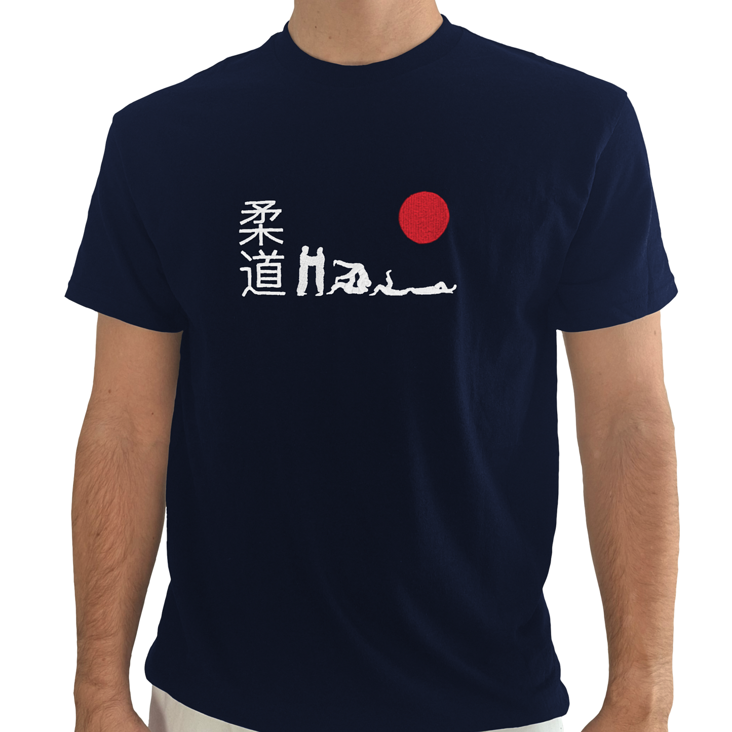 'Hajime' Embroidered T-shirt - Navy & White