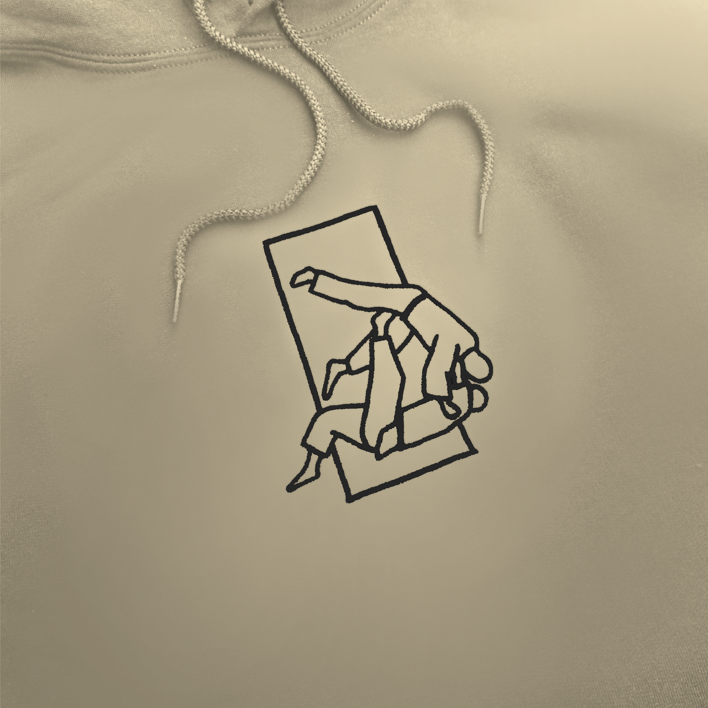 'Sutemi' Embroidered Hoodie - Sand & Black