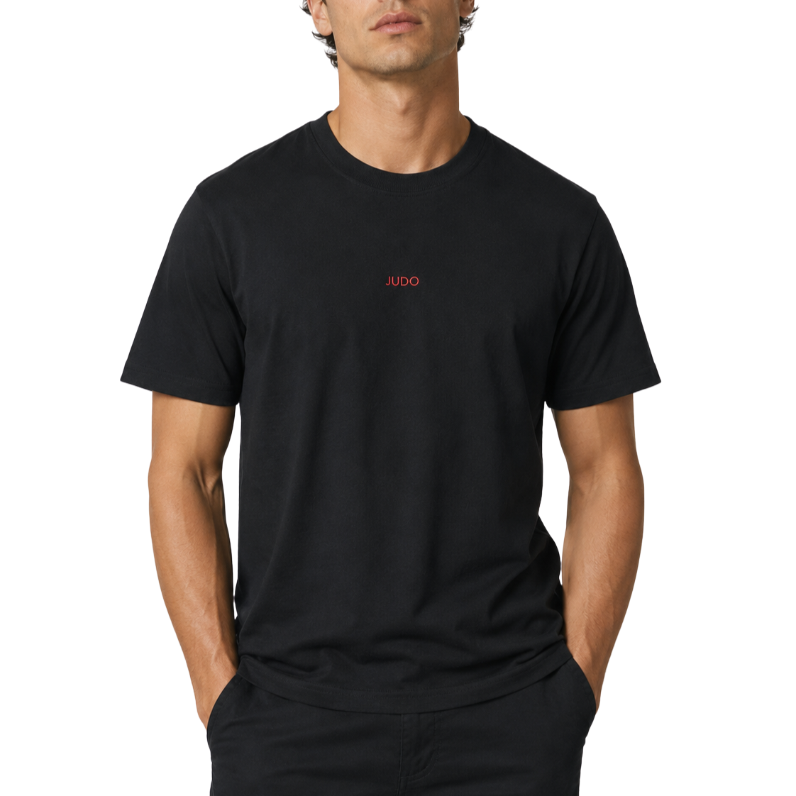 'Judo' Embroidered T-shirt - Black & Red
