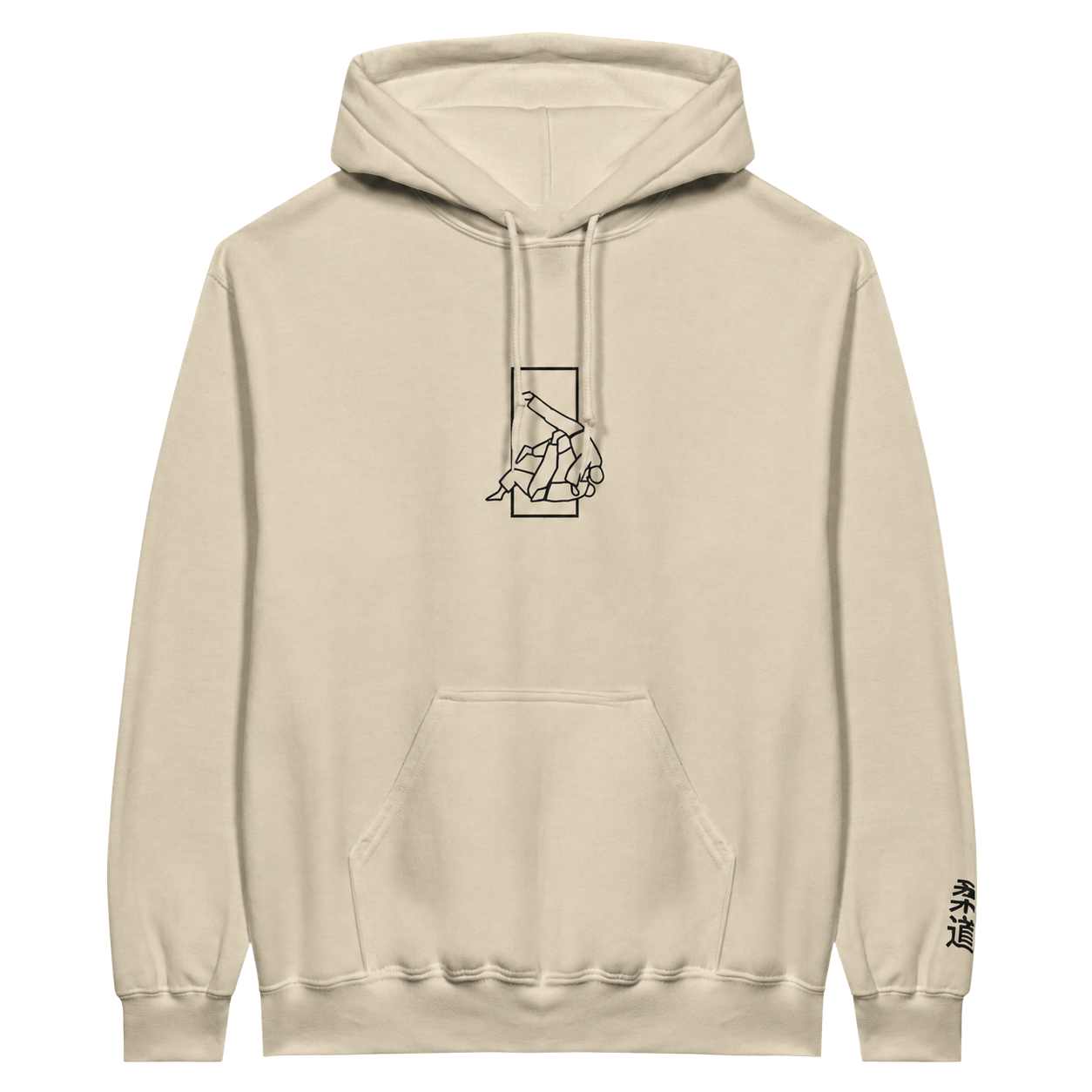 'Sutemi' Embroidered Hoodie - Sand & Black