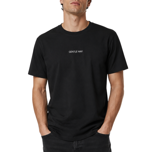 'Gentle Way' Embroidered T-shirt - Black & White