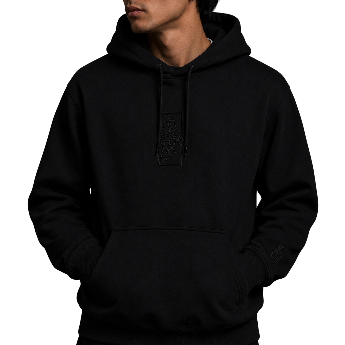 'Tachi' Embroidered Hoodie - All Black