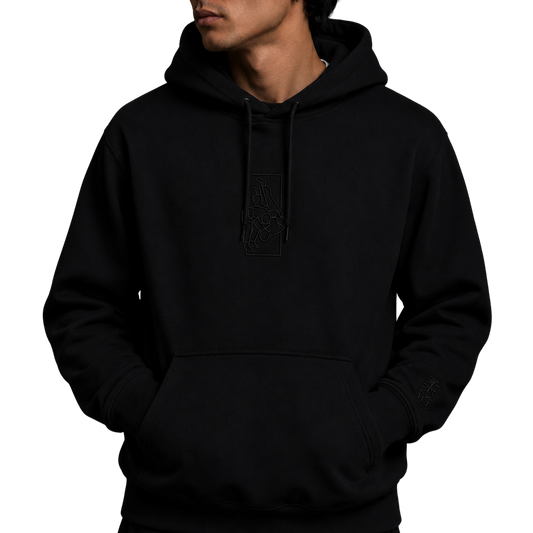 'Tachi' Embroidered Hoodie - All Black