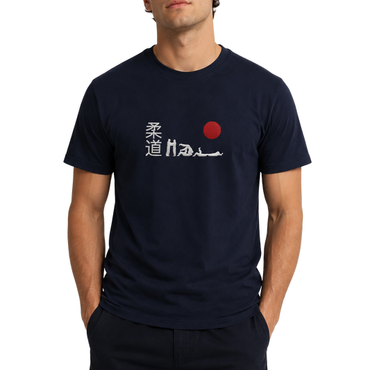 'Hajime' Embroidered T-shirt - Navy & White