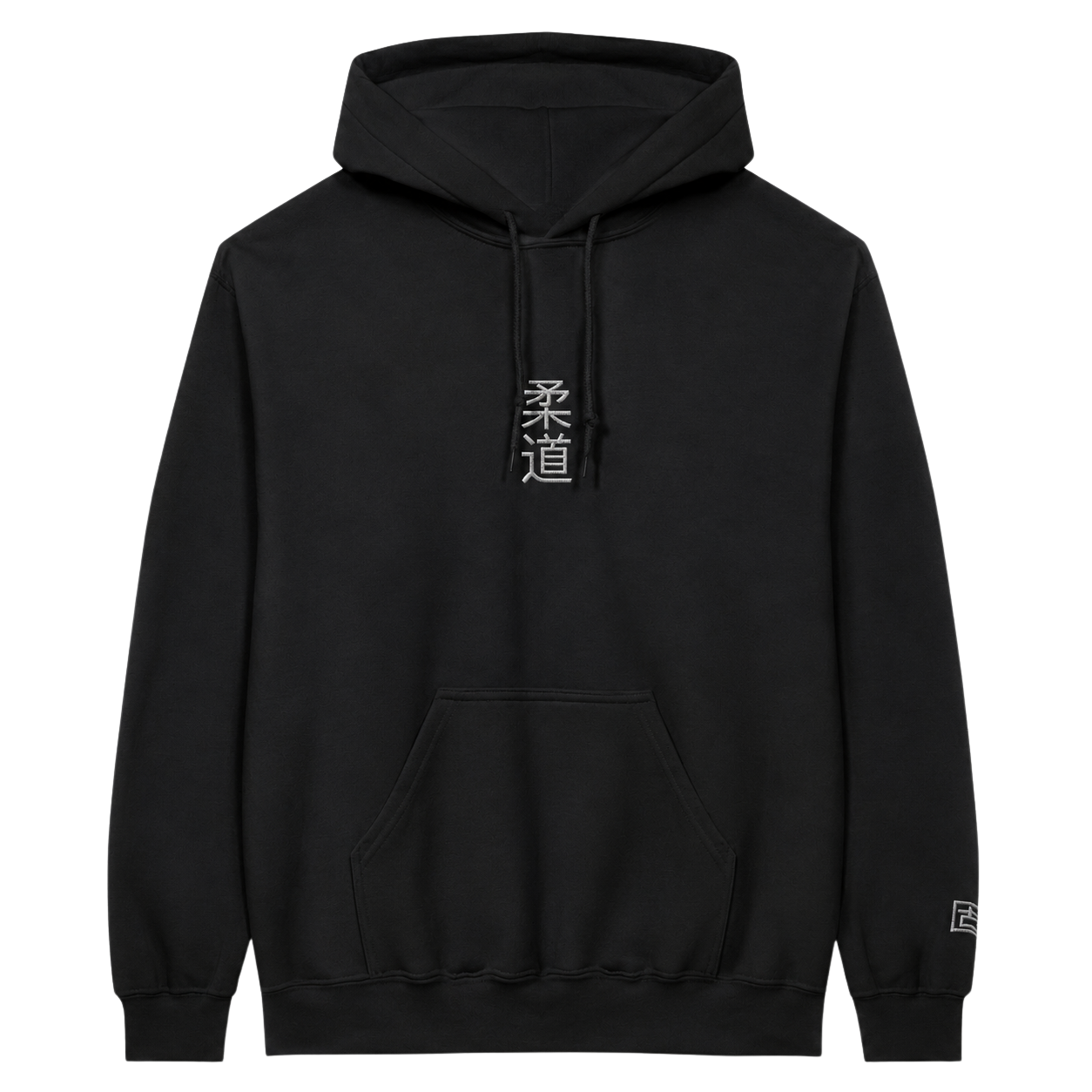 'Kanji' Embroidered Hoodie - Black & White