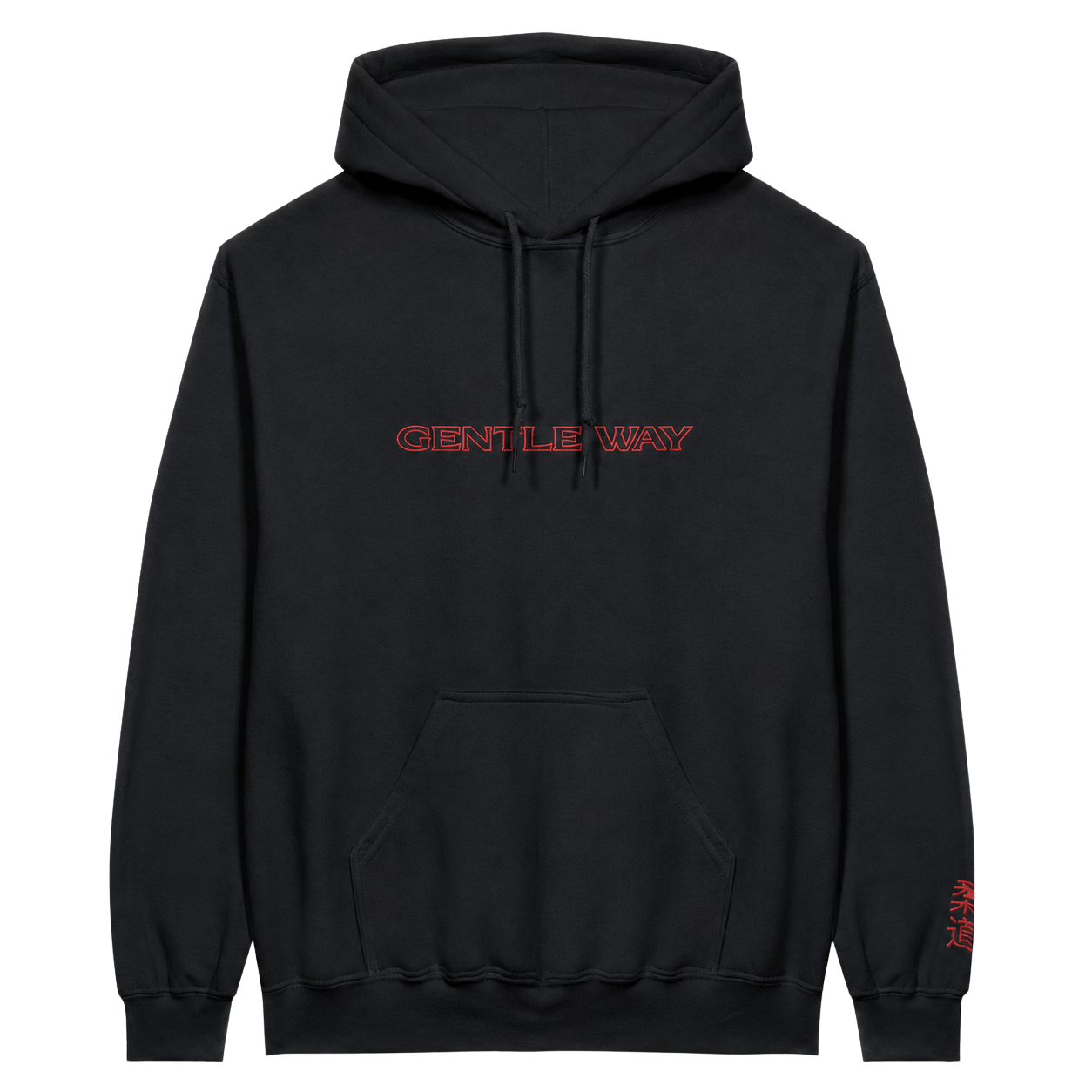 'Gentle Way' Embroidered Hoodie - Black & Red