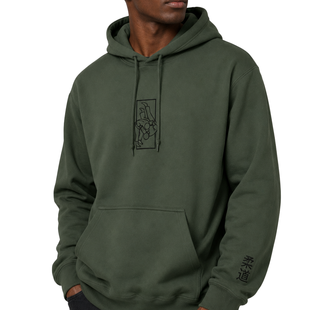 'Tachi' Embroidered Hoodie - Military Green & Black