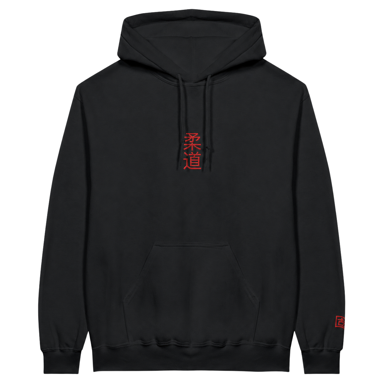 'Kanji' Embroidered Hoodie - Black & Red