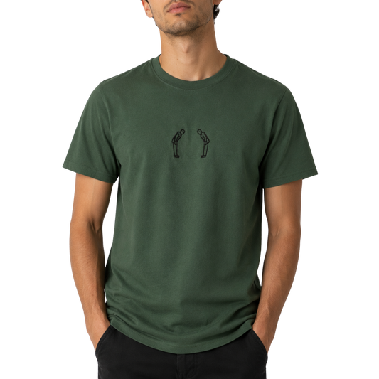 'Rei' Embroidered T-shirt - Military Green & Black