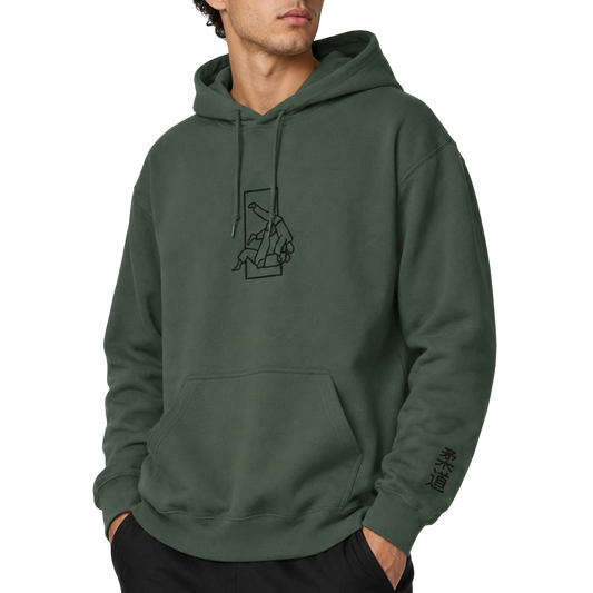 'Sutemi' Embroidered Hoodie - Military Green & Black