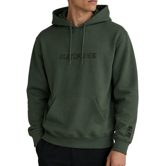 'KATAME' Embroidered Hoodie - Military Green & Black