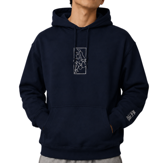 'Tachi' Embroidered Hoodie - Navy & White