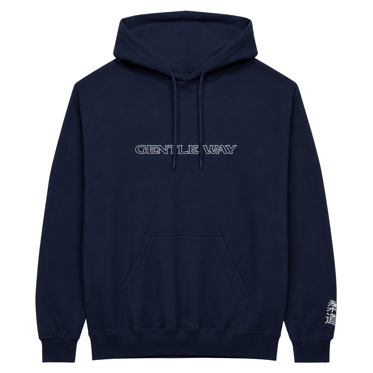 'Gentle Way' Embroidered Hoodie - Navy & White