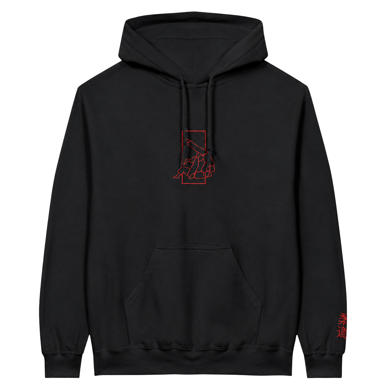 'Sutemi' Embroidered Hoodie - Black &  Red