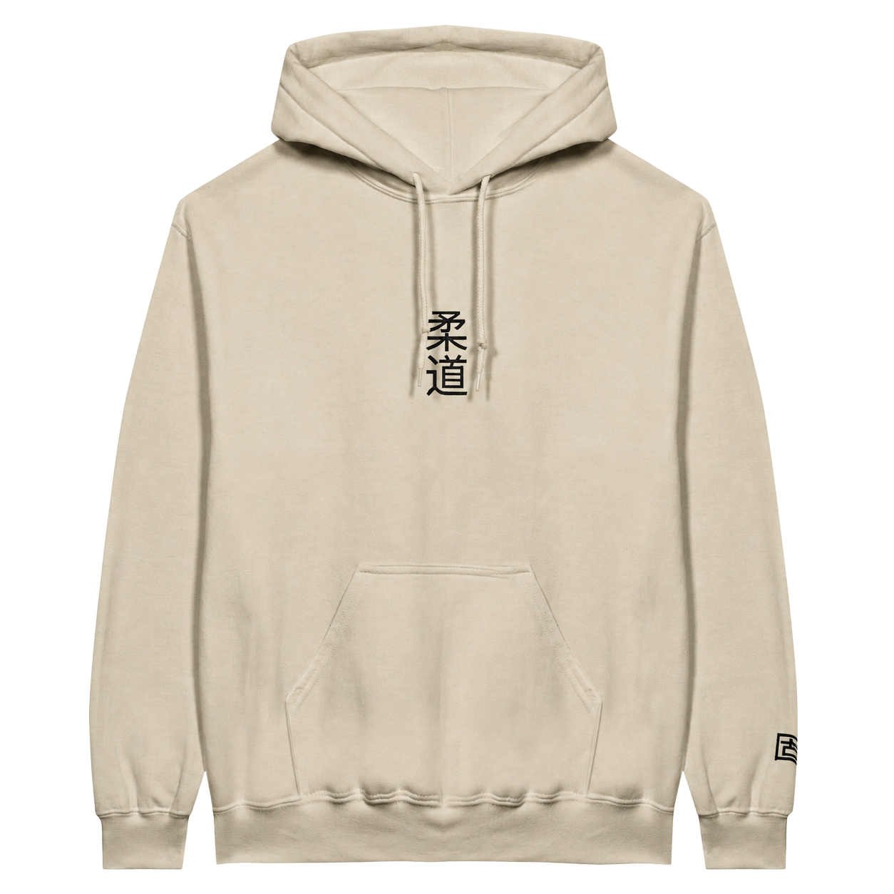 'Kanji' Embroidered Hoodie - Sand & Black