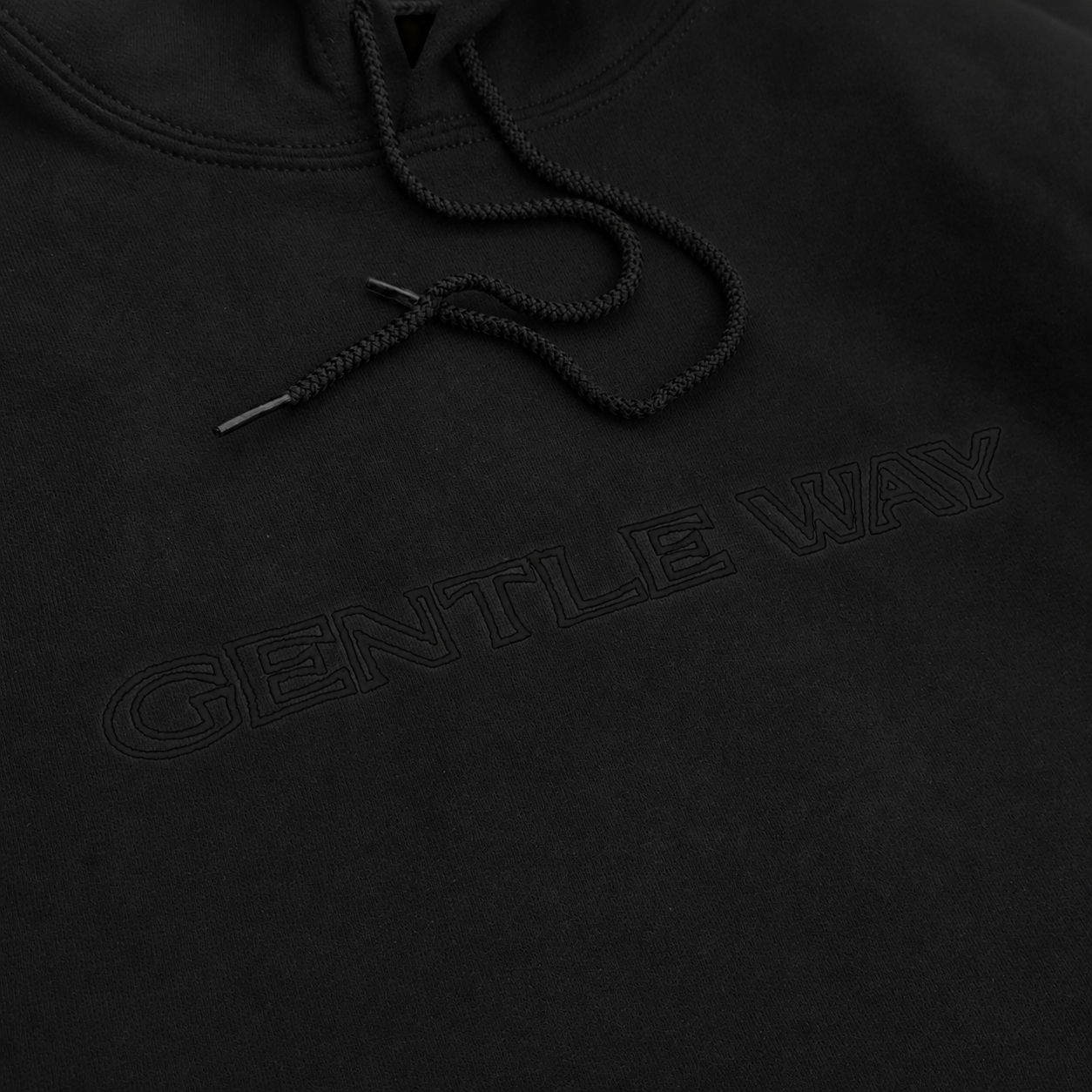 'Gentle Way' Embroidered Hoodie - All Black