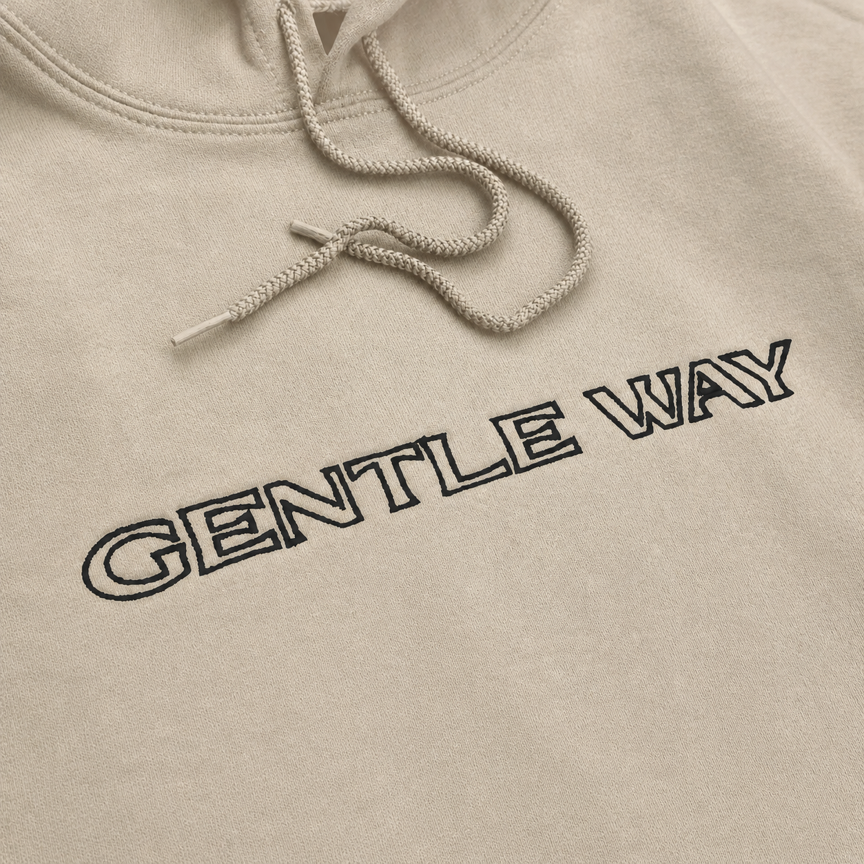 'Gentle Way' Embroidered Hoodie - Sand & Black